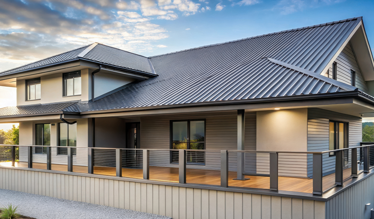 New residential home with new metal roof