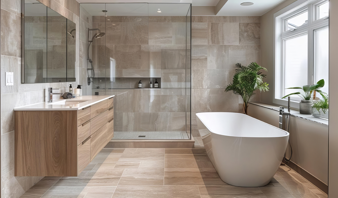 Bathroom Remodel with Modern tub and shower